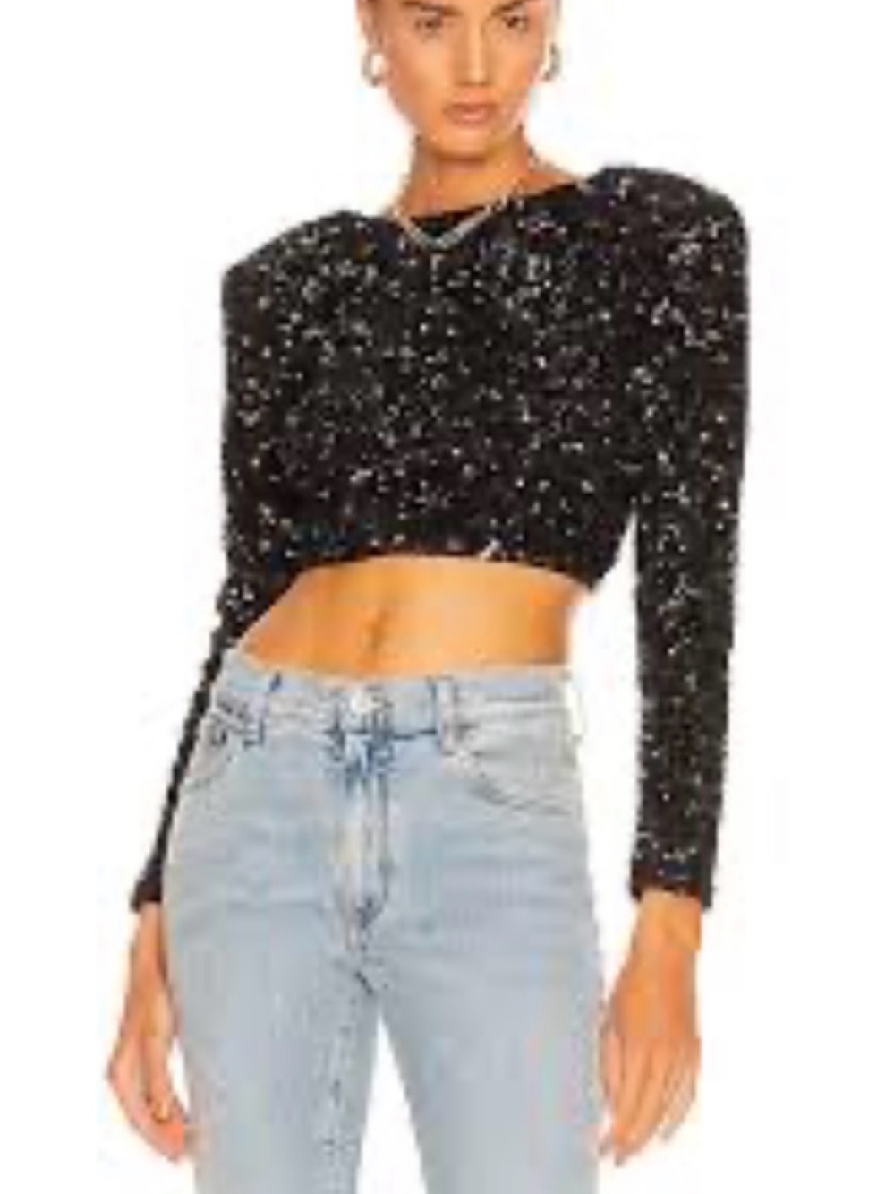 Retrofete y2k crop sequin blouse XS